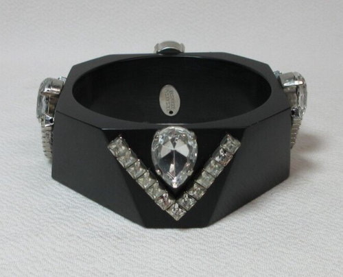ERICKSON BEAMON BANGLE BRACELET LUCITE RESIN & CRYSTALS