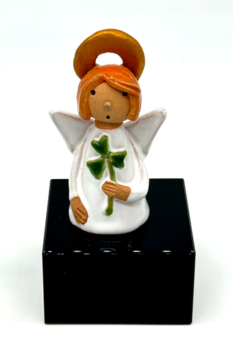 Hand Crafted Malgorzata Traditional Polish Clay Four Leaf Clover Pottery Angel - Picture 3 of 11