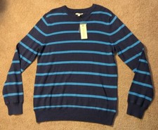 NWT Sonoma Life  Style Medium Long Sleeve Striped Light Sweater Shirt Blue