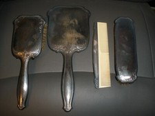 Lot of 4 Vintage Dresser Pieces Mirror, Brush, Comb, Different Brush