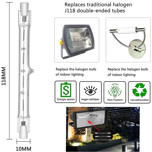 Bulb Halogen Rod R7s 78mm 118mm 60/100/100/120/200/300/400W Dimmable Lamp - Picture 4 of 20