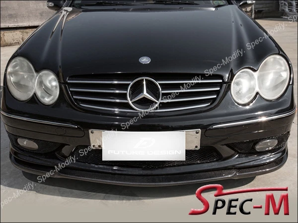 Parachoques delantero tipo CS labio fibra de carbono ajuste 03-05 W209 CLK55 CLK550 AMG parachoques  Foto 2 de 3