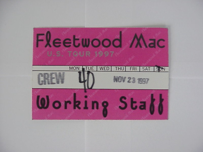 1997 FLEETWOOD RED-THE DANCE-WORKING STAFF-UNUSED BACKSTAGE PASS