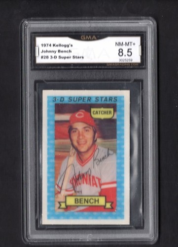 1974 Kelloggs # 28 Johnny Bench Cincinnati Reds GMA Graded card NM-MT+ 8.5