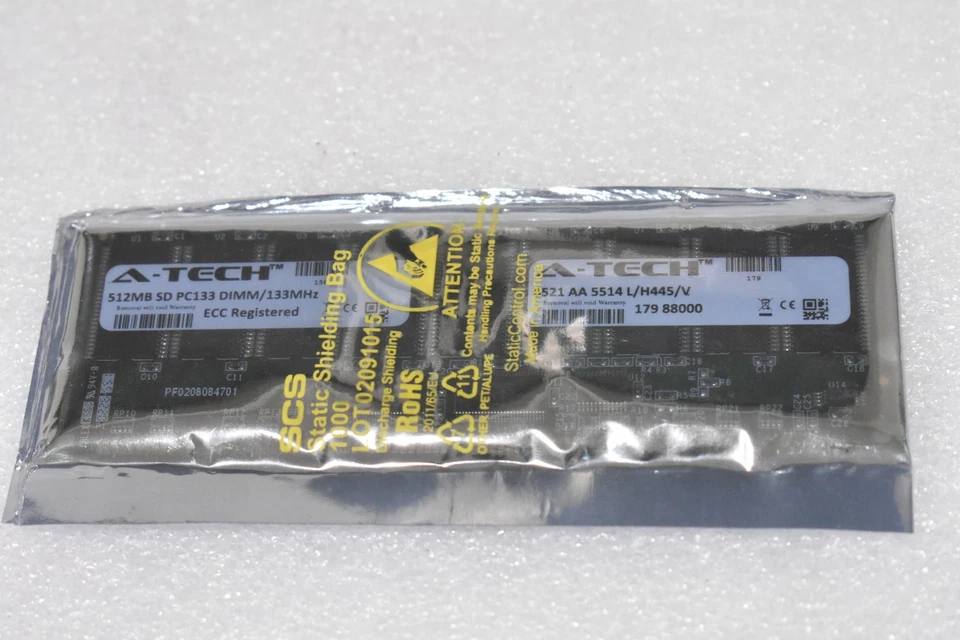 A-TECH 6521 AA 5514 L/H44/V 512MB SD PC133 DIMM/133MHZ ECC REGISTERED 179 88000 - Image 2 of 3