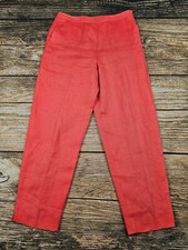 VTG Talbots Irish Linen Womens 10 Coral Red Canvas Tapered Lined Pants EUC