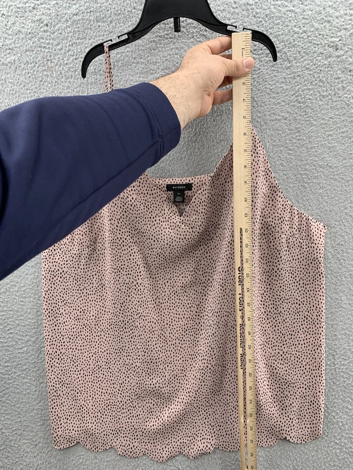 Halogen Cami Semi Sheer Women Pink Blush Dotted Adjustable Straps Round Trim 1X - Image 4 of 4