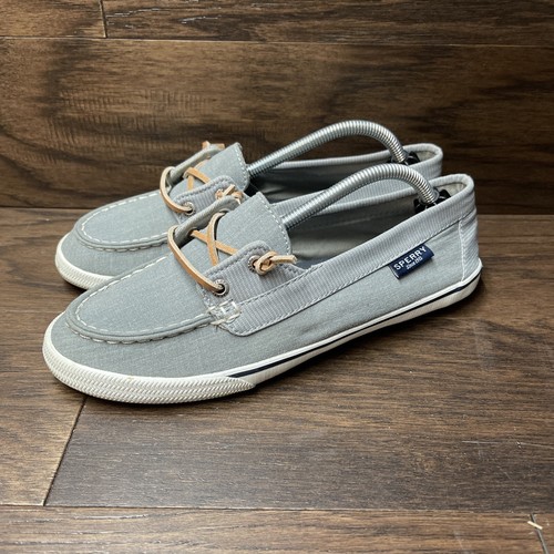 Sperry Top Sider Grey Canvas Women's Memory Foam Loafers- Sz 7.5 STS80687 - Picture 2 of 11