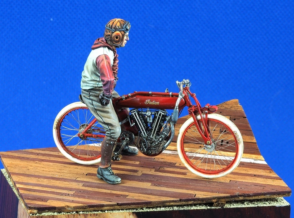 CIXMODELS CixM021INDIAN BOARD TRACK RACER MOTORCYCLE WITH PILOT 1:35 sped.10/08 - Immagine 3 di 4