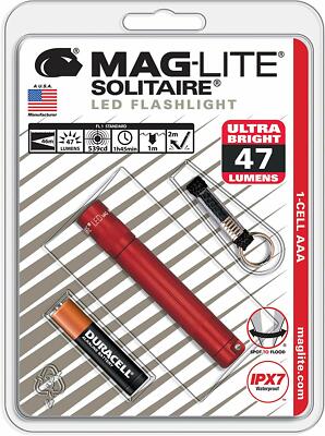 Mag-Lite LED Solitaire up to 37 Lumens, 8 cm Mini Flashlight, incl. 1 Micro Battery and Keychain Loop, Silver, SJ3A106