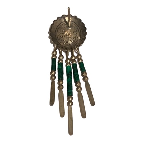 Southwest Concho Malachite ONLY ONE Earring Sterling Silver Heishi SOLD AS IS - Picture 3 of 9