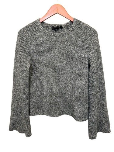 Theory 100% Kaschmir Pullover Rundhals grau Rippstrick Wollmischung L