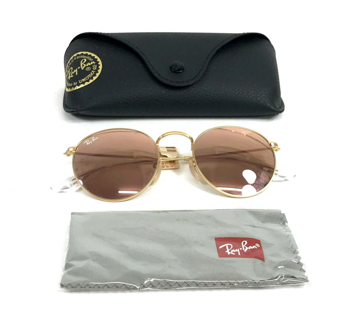 Ray-Ban Gold Frame with Pink Round Flat Lenses Sunglasses RB3447 Ray-Ban Sunglasses RB3447 ROUND METAL 112/72 Matte Gold  main image 2