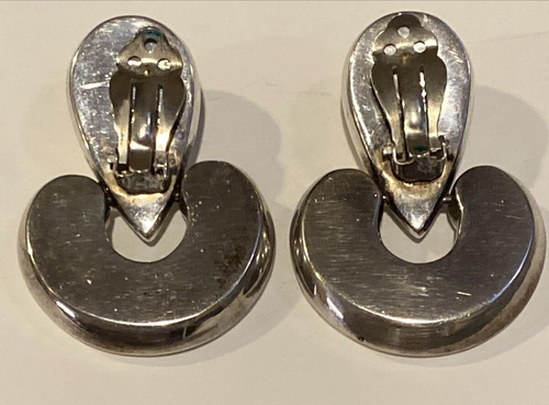 VTG VON MUSULIN~STERLING DOORKNOCKER MCM Iconic Etruscan Huge Clip-On Earrings - Picture 6 of 11