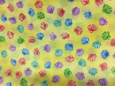 Sea Shells Seashells Beach Fabric 1 Yard 100 Cotton Free Shipping WAHM GT1