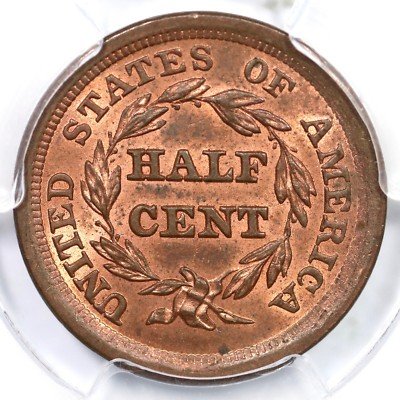 1855 PCGS MS 63 RB Braided Hair Half Cent Coin 1/2c | eBay