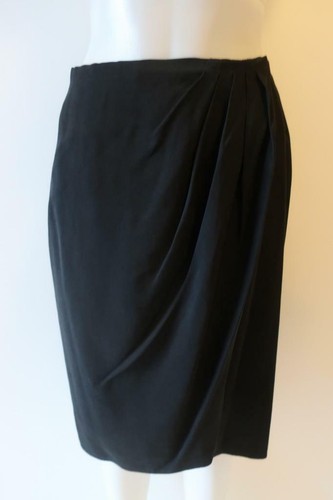 WOMENS DONNA KARAN BLACK LABEL BLACK SILK WRAP SKIRT 10 * - Picture 2 of 8