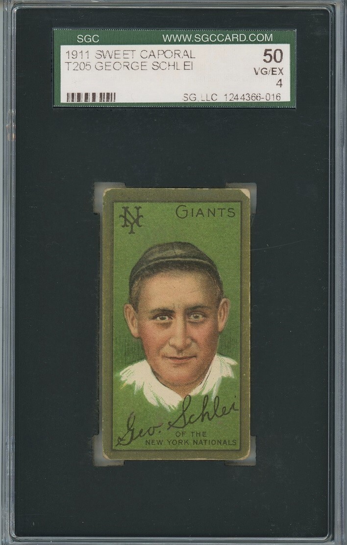 1911 T205 Gold Border GEORGE SCHLEI New York Giants SWEET CAPORAL - SGC 4