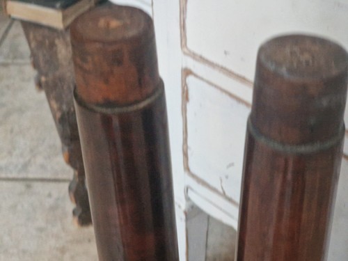 2 alte Holzsäulen Gründerzeit Säulen Elemente ca 52 cm hoch von antik Schrank - Bild 8 von 9