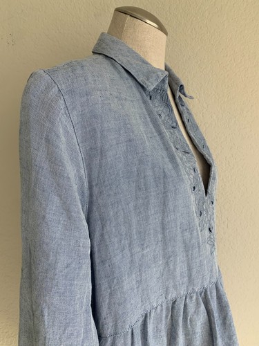 Abito copricostume Tommy Bahama St Lucia L blu occhielli misto lino increspato oversize - Foto 4 di 9