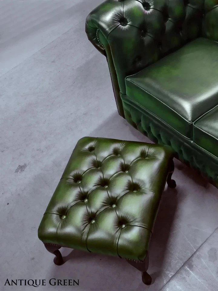 Footstool Chesterfield Queen Anne Italian Premium Quality Leathers Traditional - Image 2 of 4