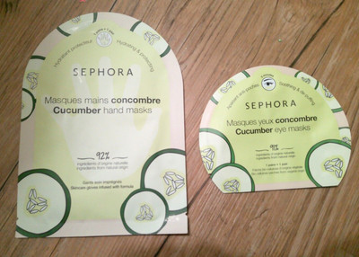 2 NEW SEPHORA collection eye & hand mask CUCUMBER soothing de puffing hydrating
