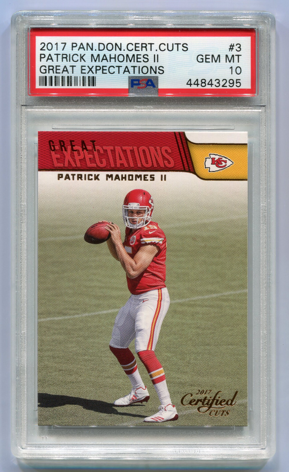 PATRICK MAHOMES II 2017 Donruss Certified Cuts #3 RC GREAT EXPECTATIONS PSA 10