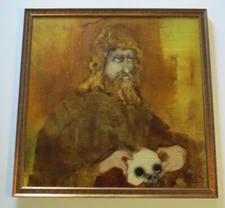 VINTAGE CONTEMPORARY PAINTING ORIGINAL EXPRESSIONIST MODERNISM PORTRAIT MYSTERY 