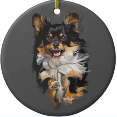 Chihuahua Long Hair Dog Ornament Personalize With Name Great As