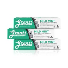 3x Grant's Australia Mild Mint Toothpaste with Aloe Vera 110g, Gentle Oral Care