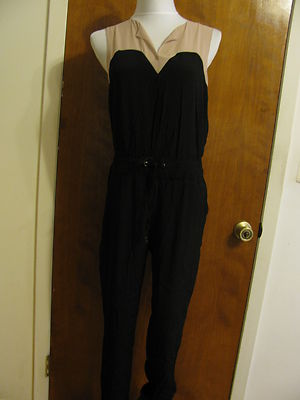 Rachel Roy women's black/beige gorgeous viscose jumpsuit size small New