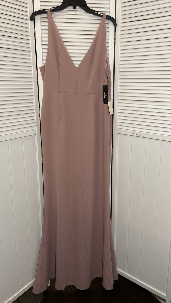 NWT Lulus Womens XL Blush Pink Evening Ball Gown V-Neck Long Dress Empire Waist
