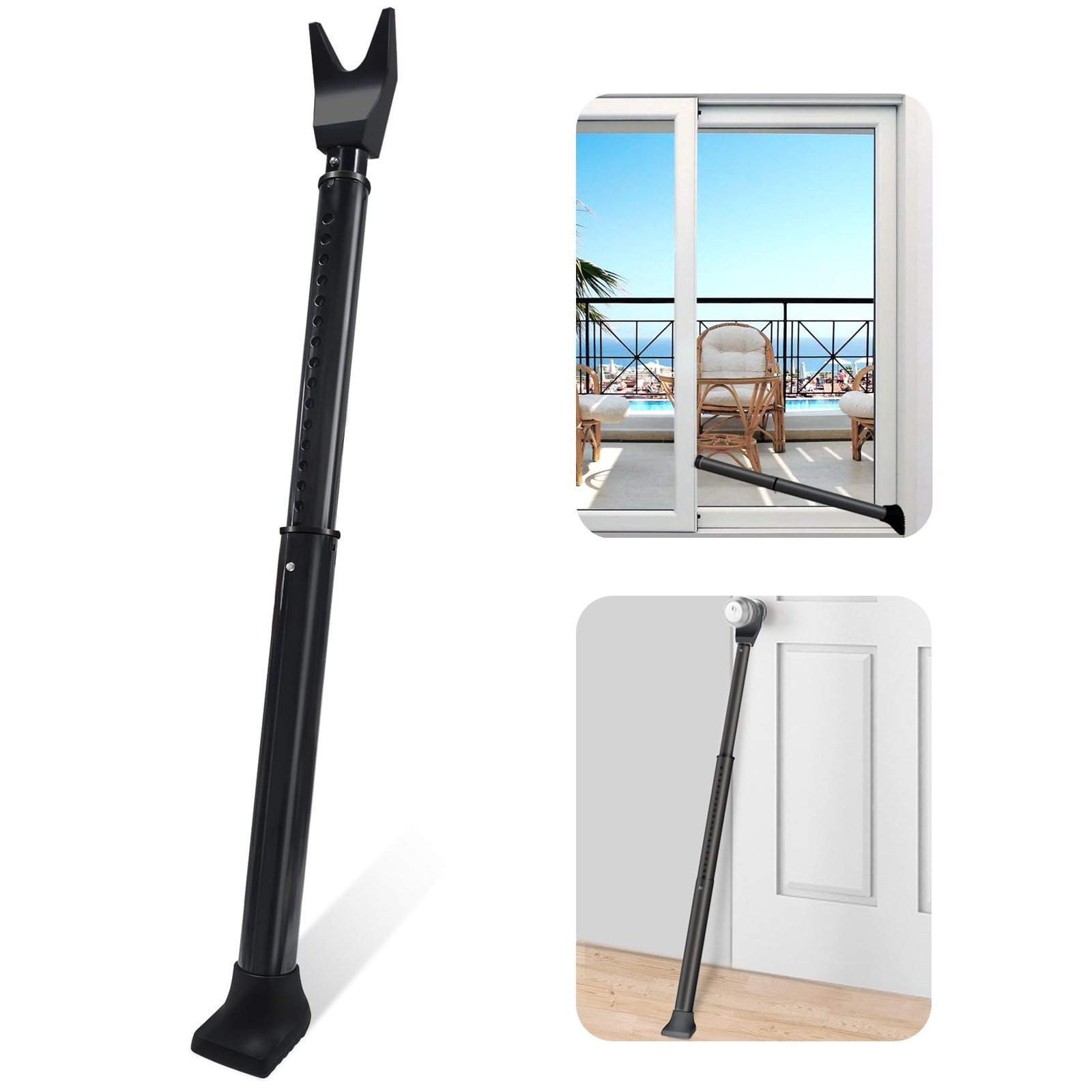 Upgraded Door Security Bar & Sliding Patio Bar, Heavy Duty Stoppers Adjustabl...