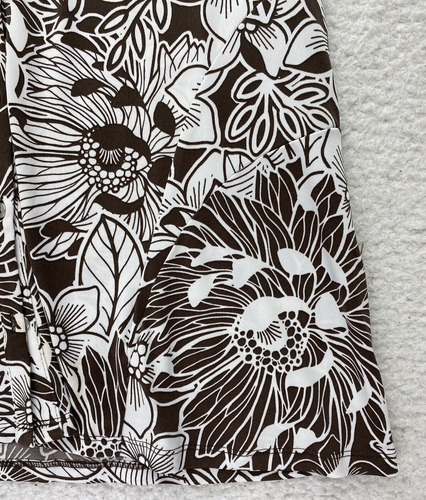 East 5th Womens Small S Exotic Floral Brown White Short Sleeve Button Up Top - Picture 6 of 9