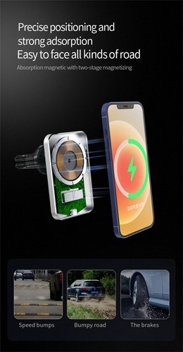Magnetic Car Phone Holder Wireless Charger for iPhone 12 13 11 14 Pro - Photo 8 sur 11