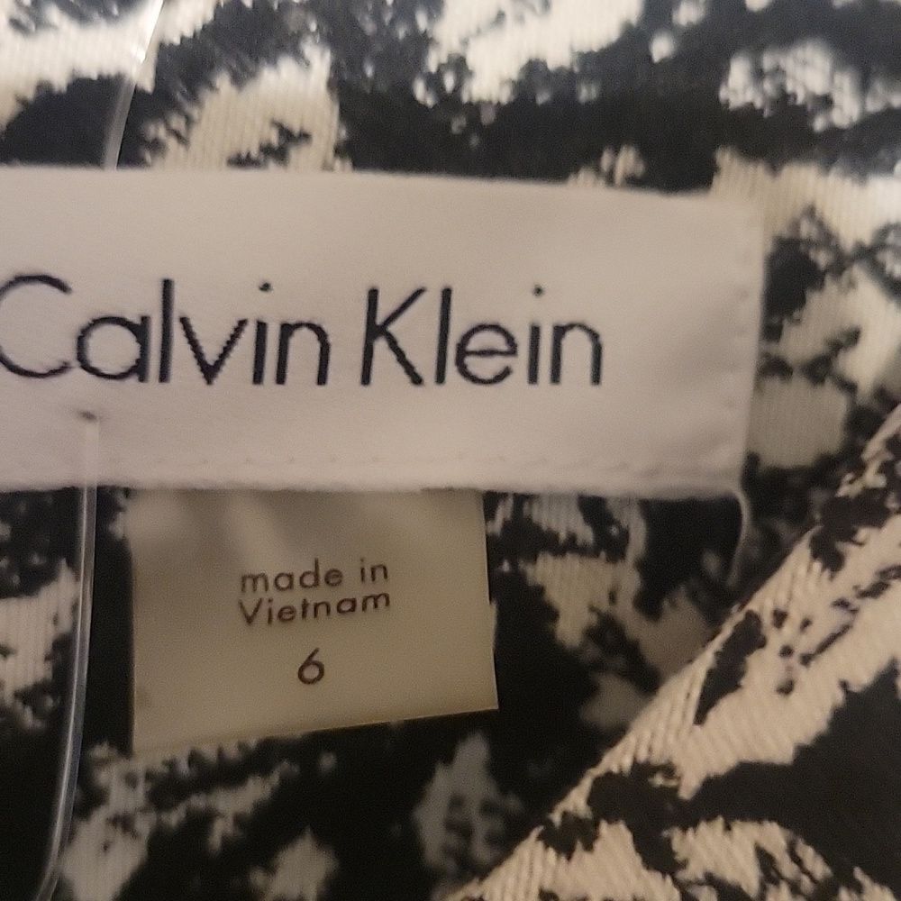 CALVIN KLEIN  Womens Black White Knit Sleeveless Brocade Sheath Dress Size 6 thumbnail 2