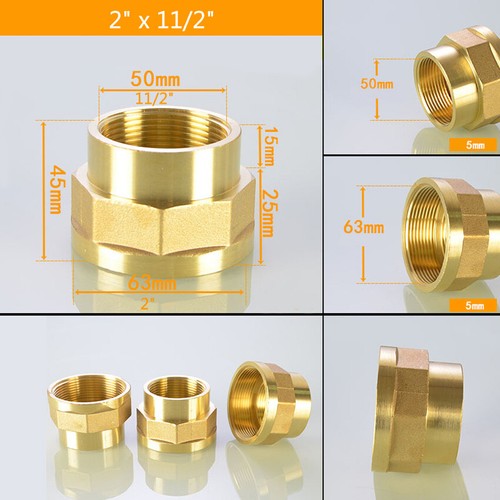 Reduziermuffen BSP 1/2" bis 2" Gewindefittings Messing Reduziert Muffe Adapter - Picture 17 of 17