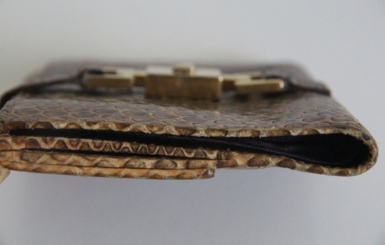Gucci python Vintage Designer leather wallet gold… - image 2