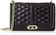 Rebecca Minkoff Love Quilted Genuine Leather Crossbody  Shoulder Bag Black