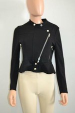 Chloe Black Wool Zipper Moto Jacket Size 40