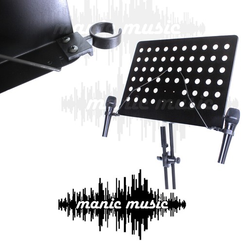 Full size Microphone Mic & Sheet Music Stand + Mic Holders Combo Karaoke Vocals - Picture 3 of 3