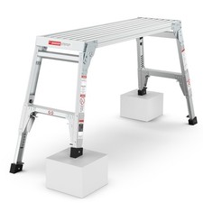 Adjustable Work Platform Ladder Aluminum Step Stool Portable Bench Folding