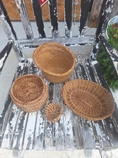 4 Handmade Original Vintage Charleston SC Gullah Geechee Sweetgrass Baskets.