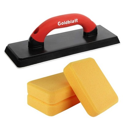 Goldblatt 4'' x 12'' Grout Float with 3 Pack Sponges for Grout Cleaning - Molded R