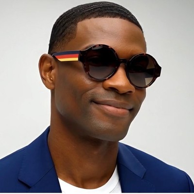 Men Tortoise Sunglasses Brown Gradient Lens Red Accent Fashion Driving Lentes