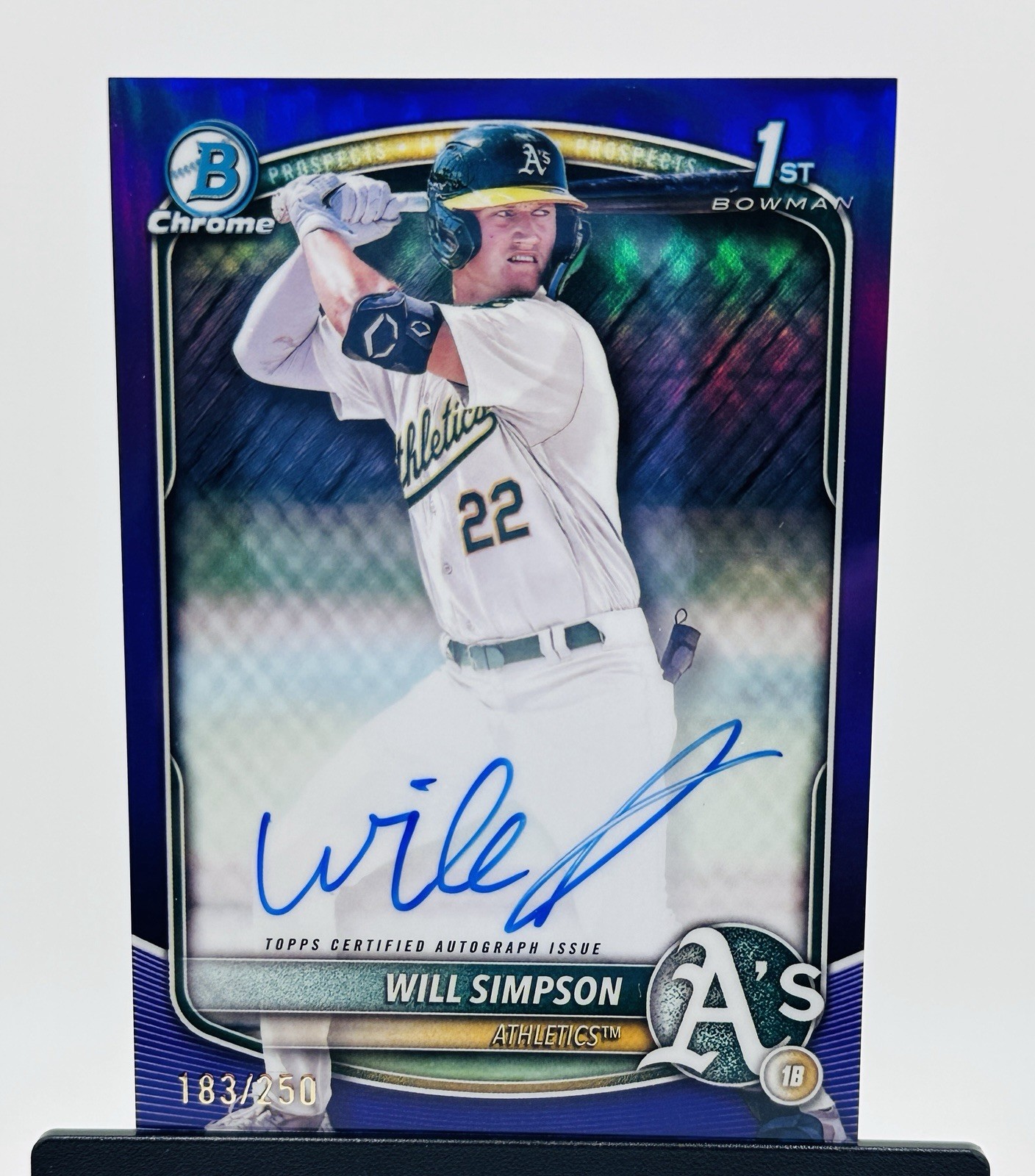 2025 Bowman Will Simpson 1st Chrome Auto Purple Refractor /250 Athletics
