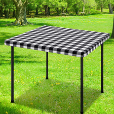 Square Picnic Table Cloth, Elastic Waterproof Fitted Vinyl Tablecloths, Flannel