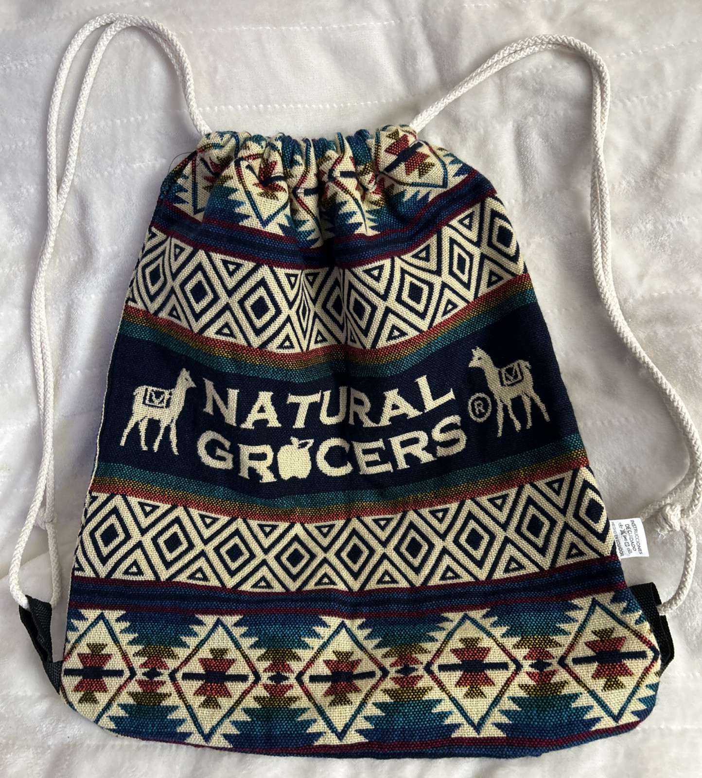 Natural Grocers Drawstring Bag Backpack Alpaca So… - image 1