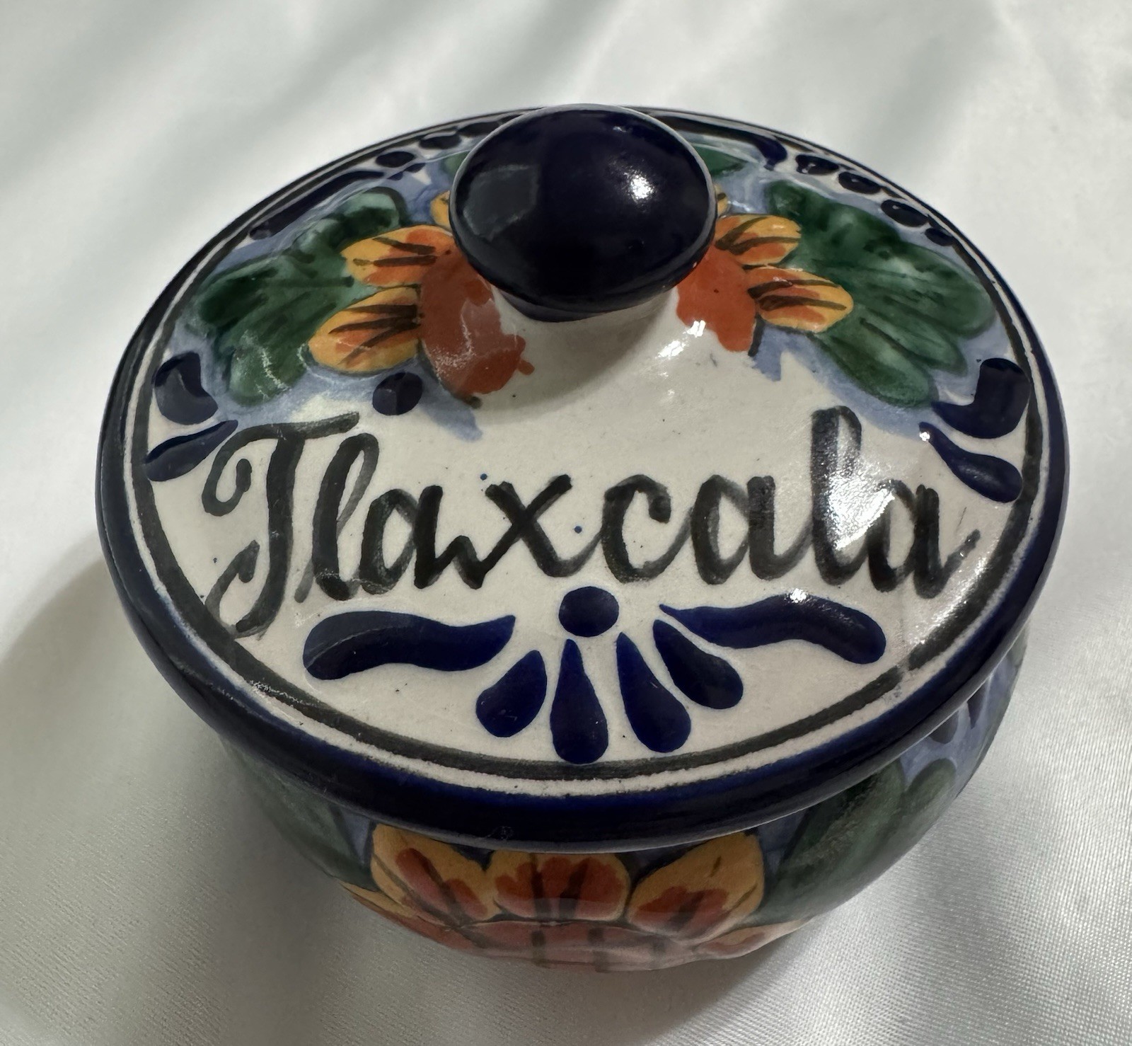 Talavera Spice Jar With Lid Colorful Hand Painted Mexican Pottery Signed