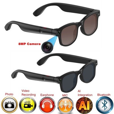 AI Camera Smart Glasses with 8MP camera and earphone and earpiece